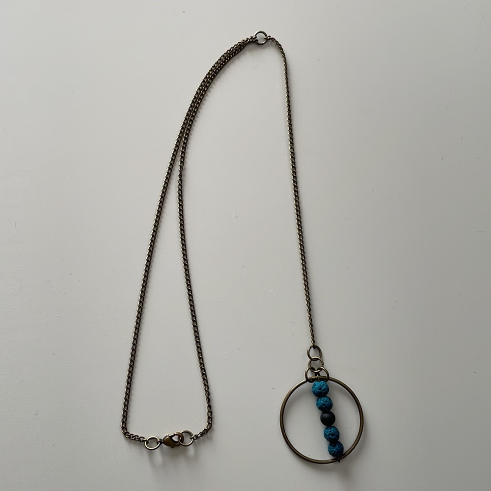 Lava bead hoop necklace